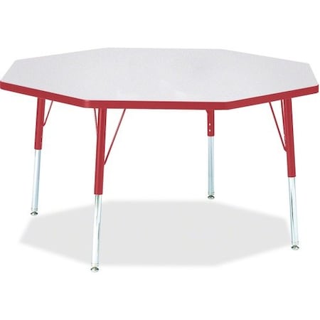 Jonti-Craft TABLE, OCTAGON, 48X48, GY/RD JNT6428JCA008